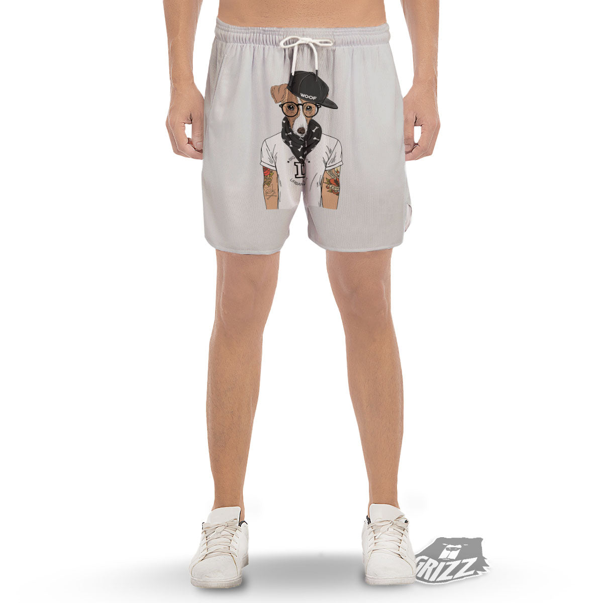 Jack Russell Terrier Hipster Print Men's Gym Shorts-grizzshop
