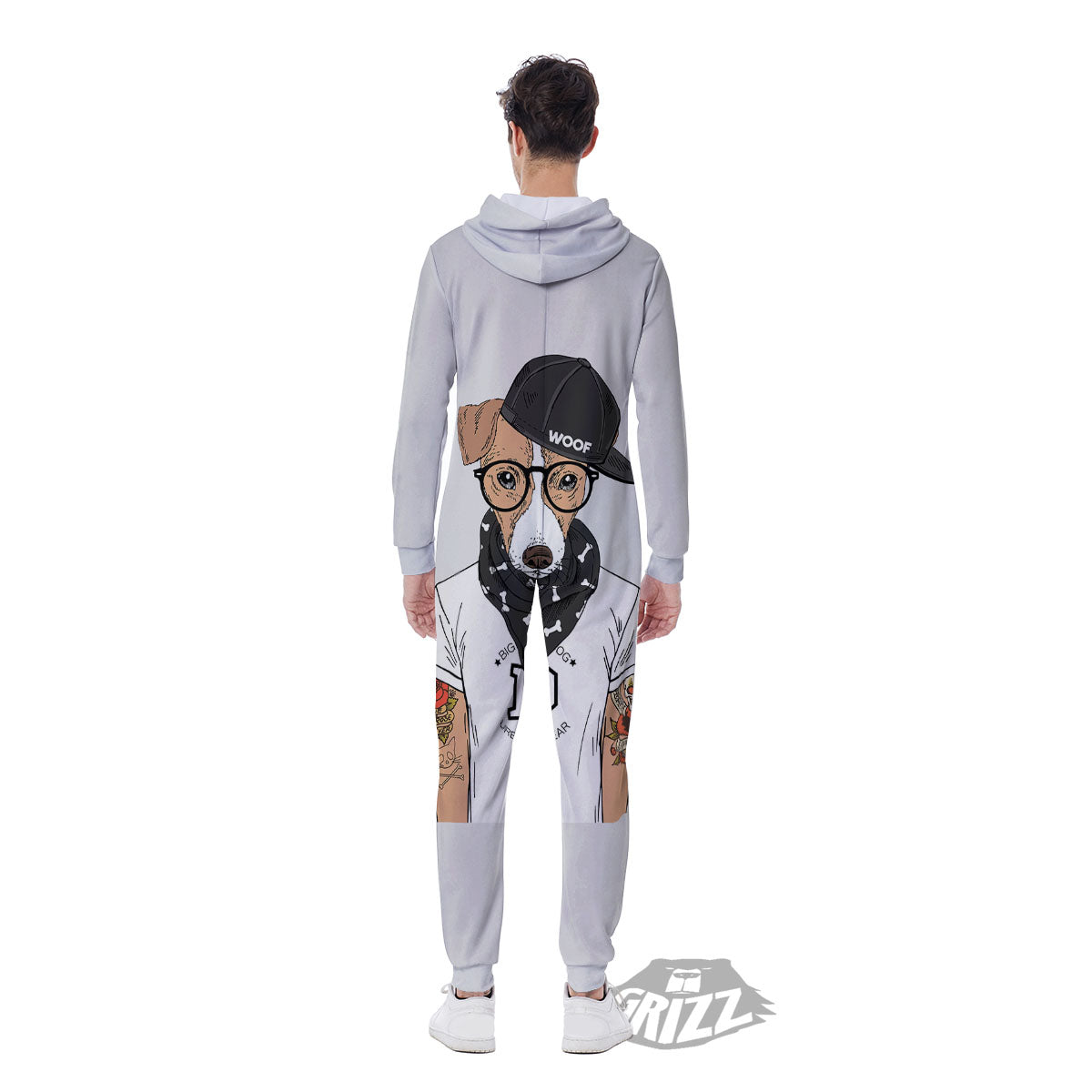 Jack Russell Terrier Hipster Print Men's Jumpsuit-grizzshop