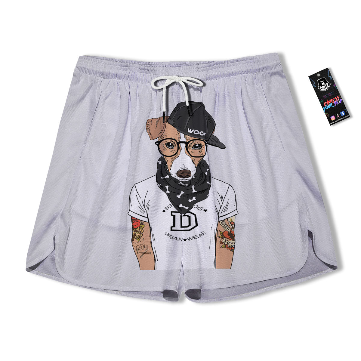 Jack Russell Terrier Hipster Print Men's Running Shorts-grizzshop