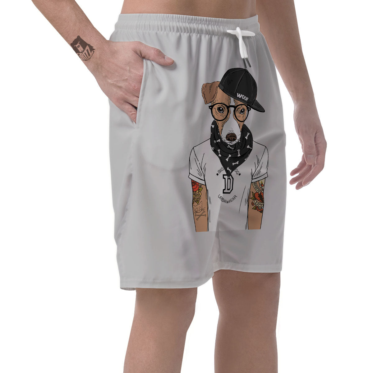 Jack Russell Terrier Hipster Print Men's Shorts-grizzshop