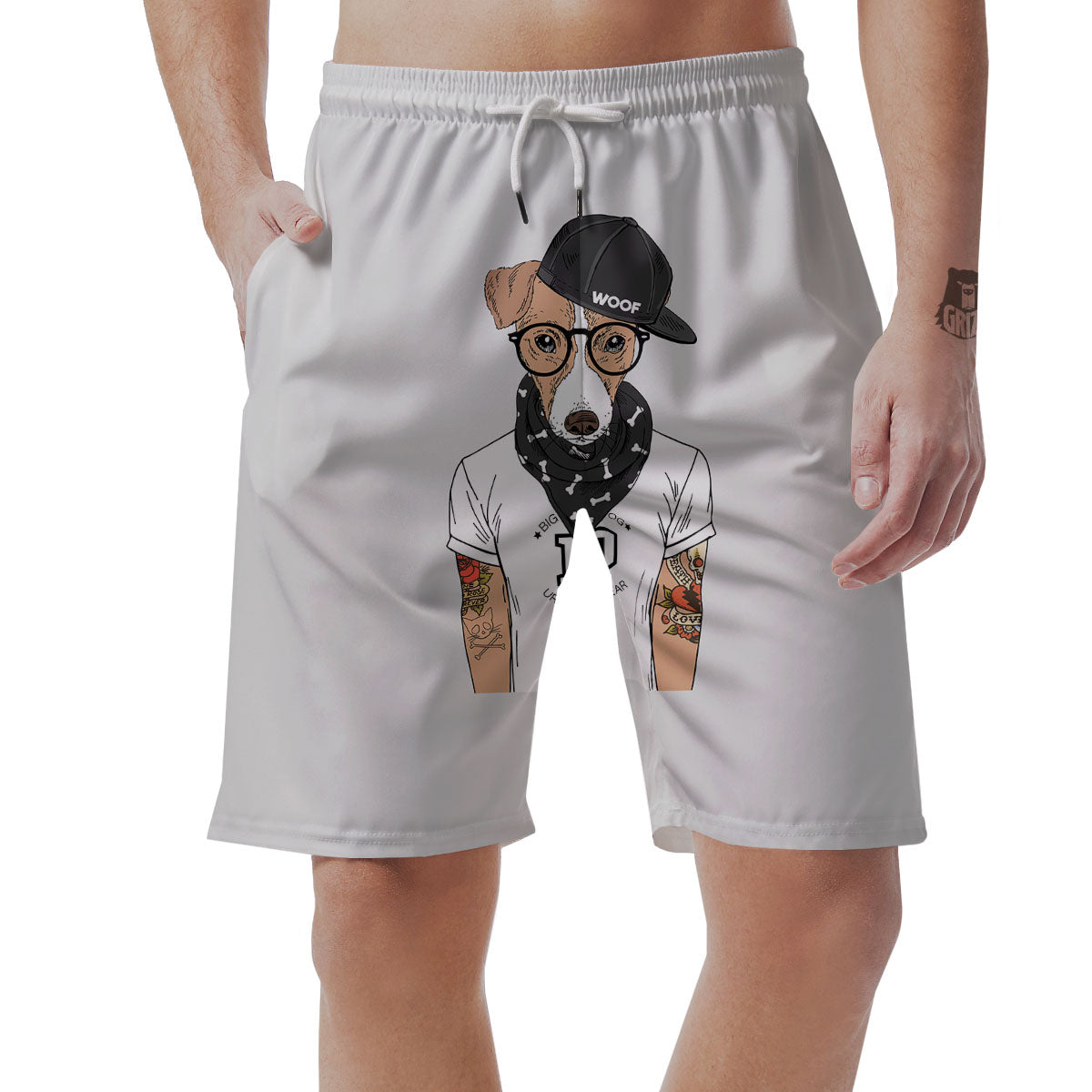 Jack Russell Terrier Hipster Print Men's Shorts-grizzshop