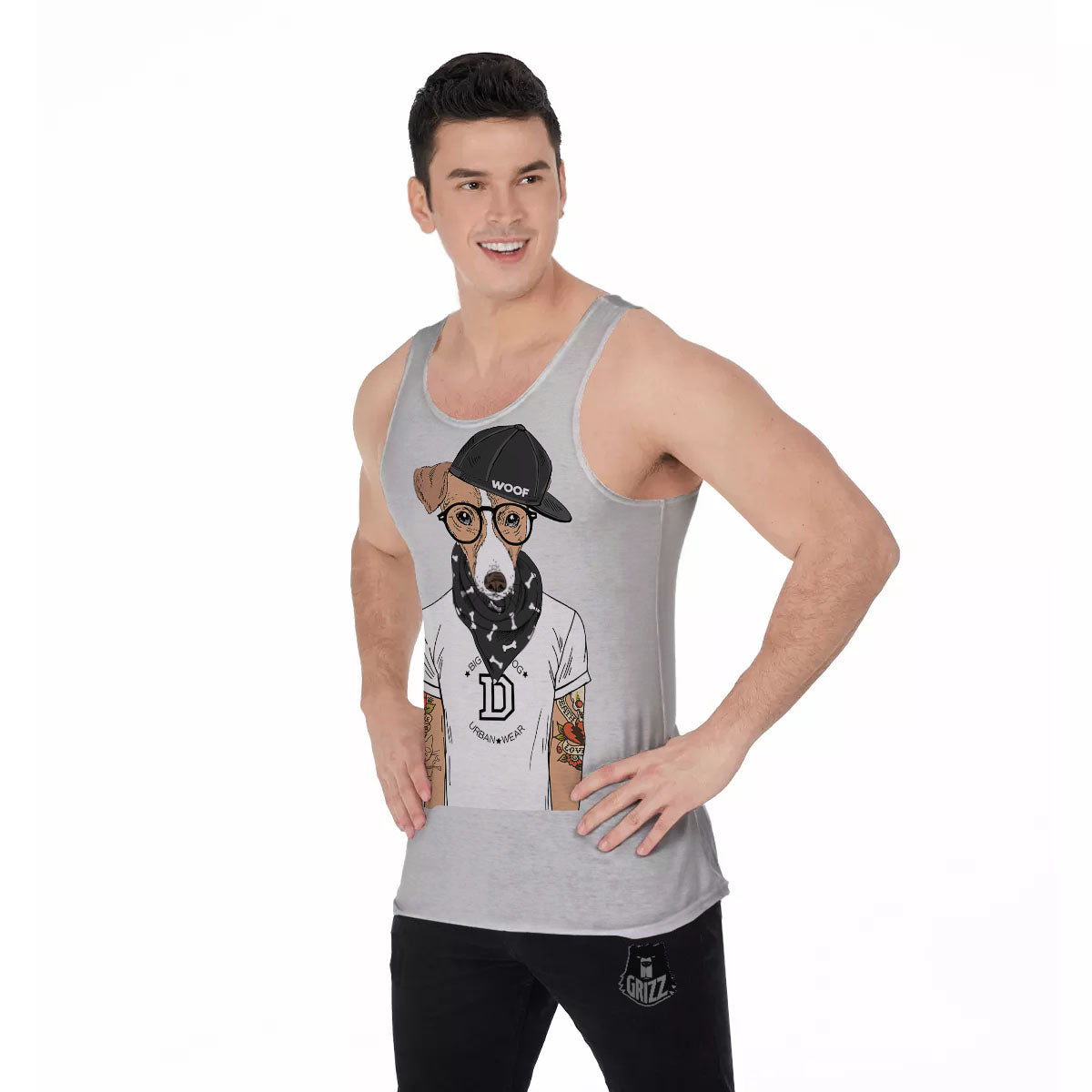Jack Russell Terrier Hipster Print Men's Tank Top-grizzshop