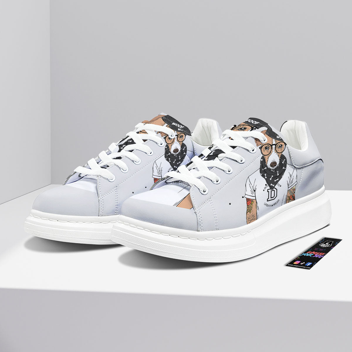 Jack Russell Terrier Hipster Print Platform Shoes-grizzshop