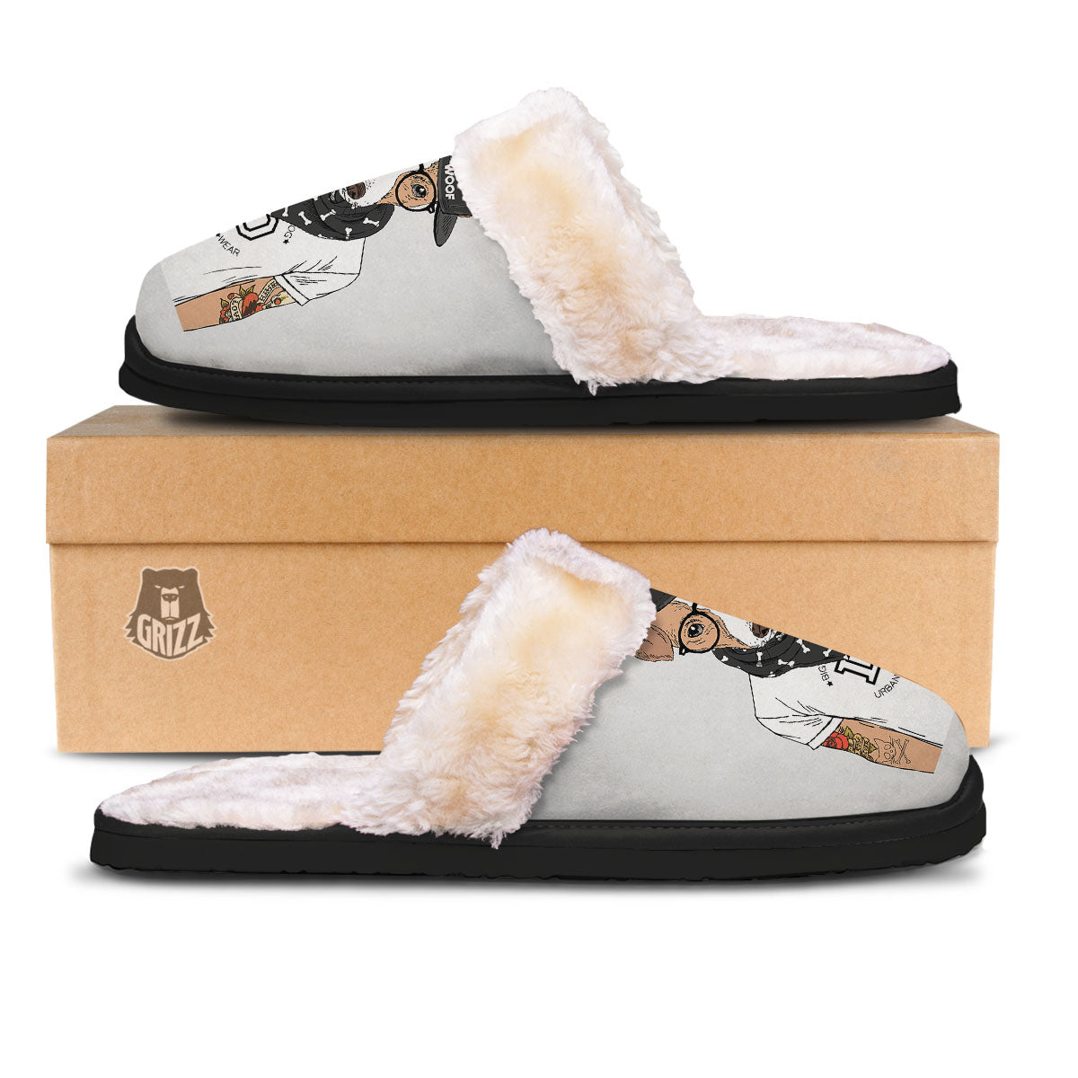 Jack Russell Terrier Hipster Print Slippers-grizzshop