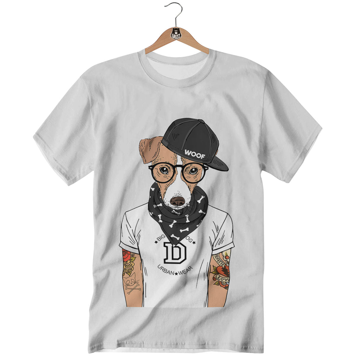 Jack Russell Terrier Hipster Print T-Shirt-grizzshop