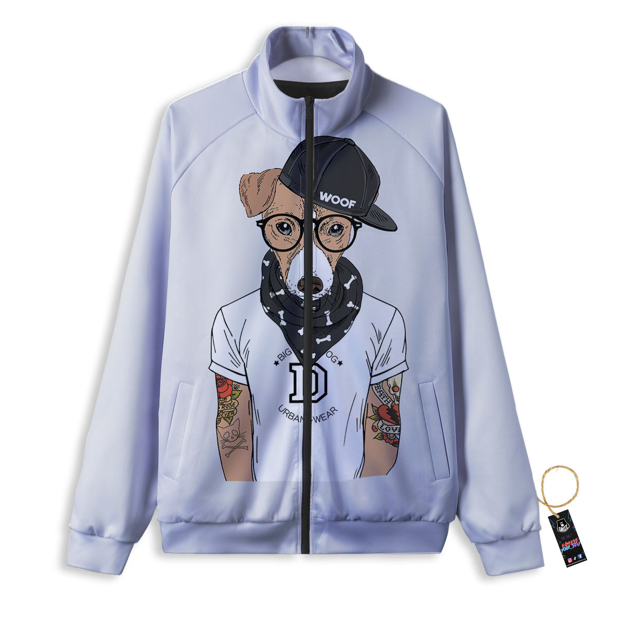 Jack Russell Terrier Hipster Print Track Jacket-grizzshop