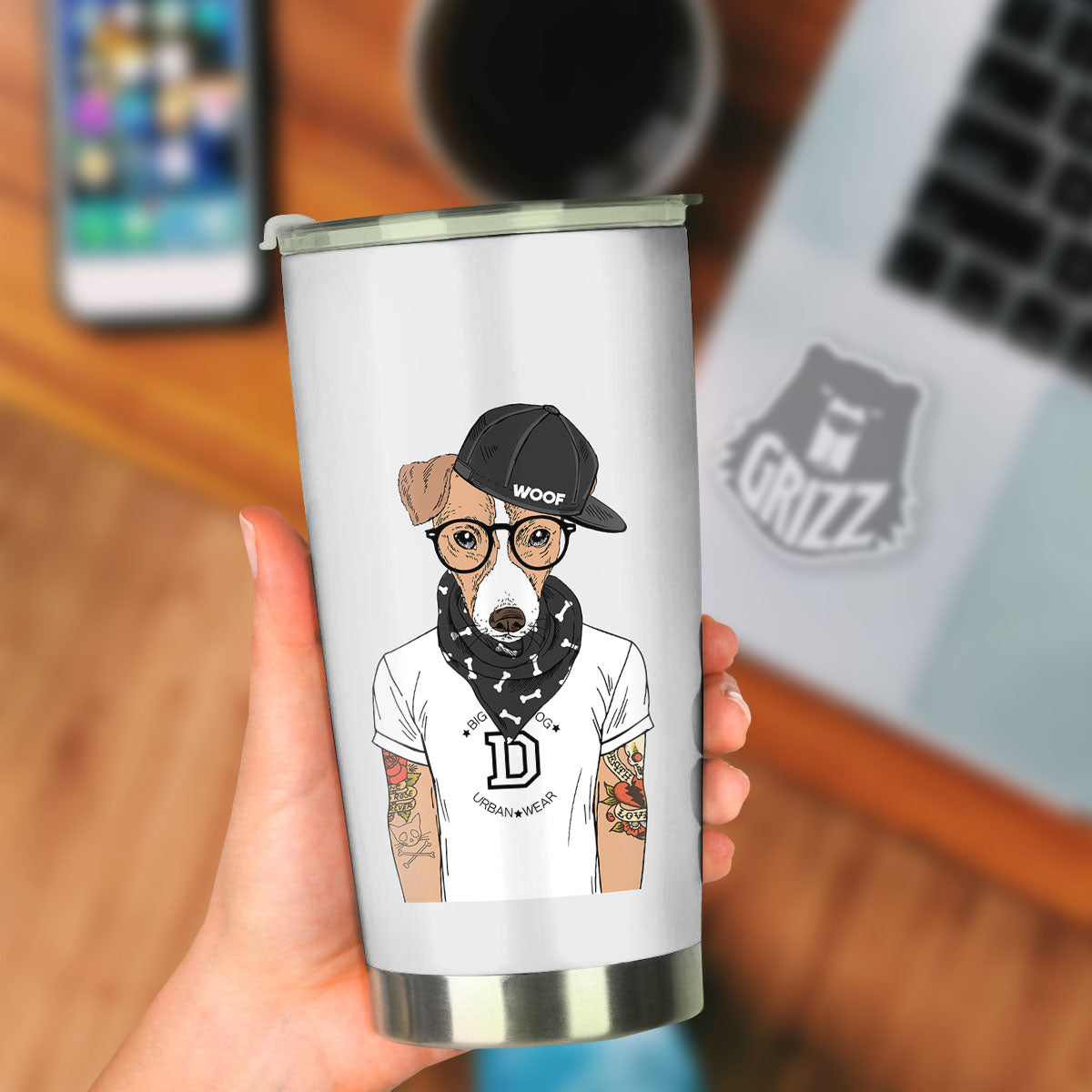 Jack Russell Terrier Hipster Print Tumbler-grizzshop