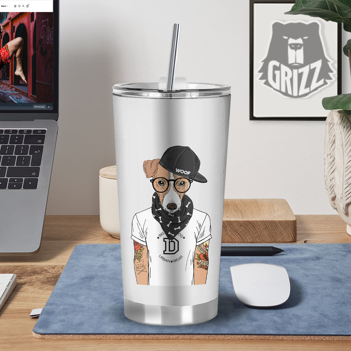 Jack Russell Terrier Hipster Print Tumbler-grizzshop