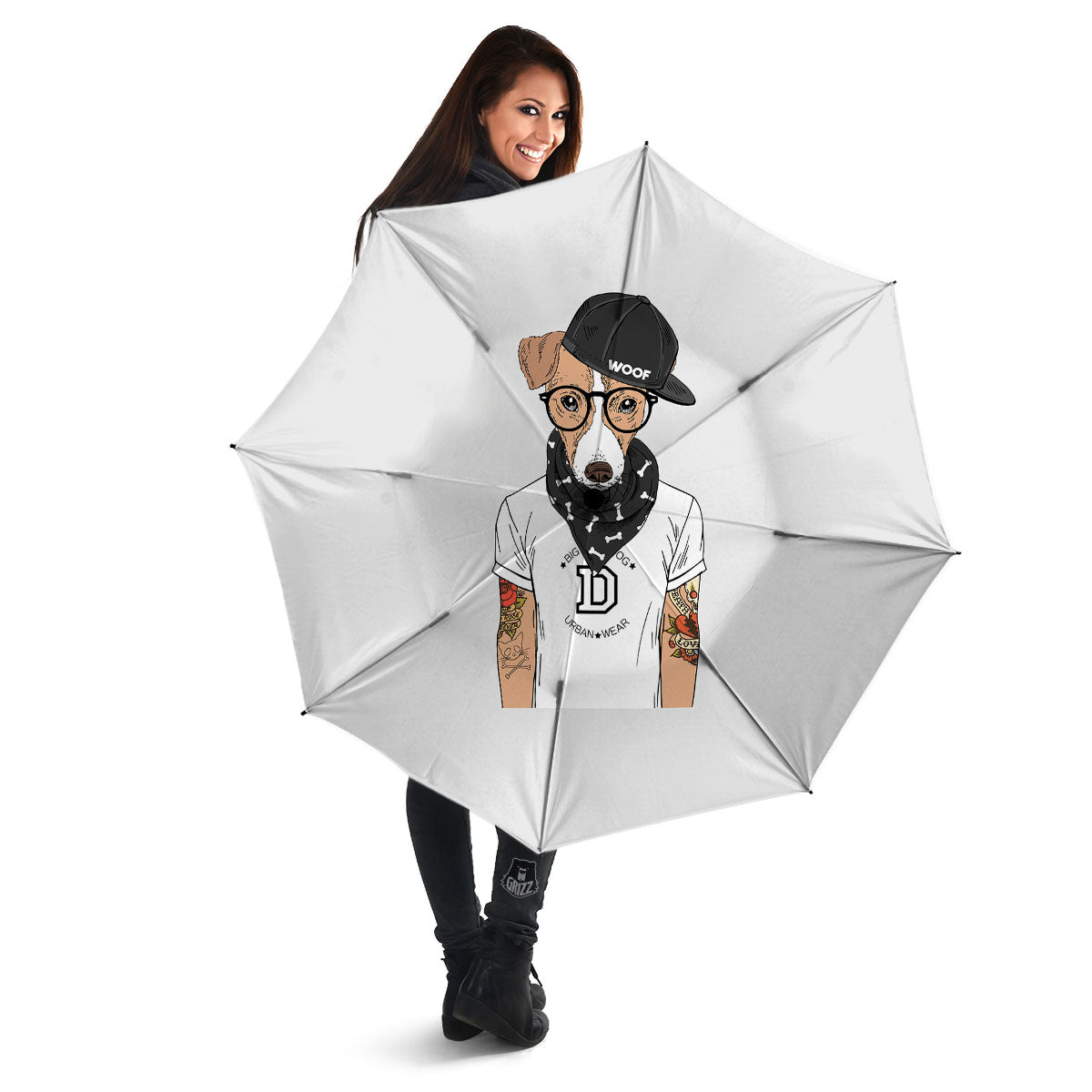 Jack Russell Terrier Hipster Print Umbrella-grizzshop