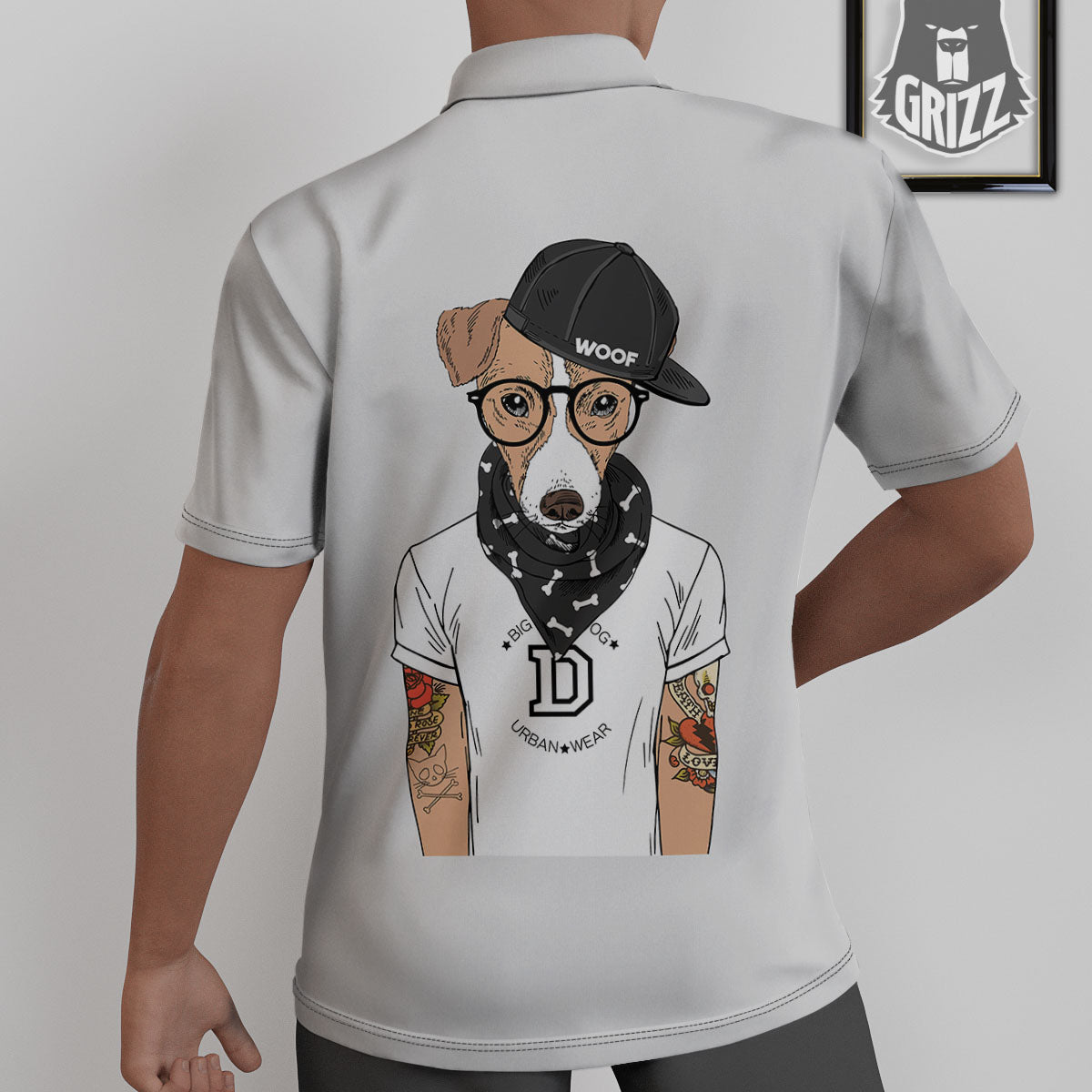 Jack Russell Terrier Hipster Print Untucked Shirts-grizzshop