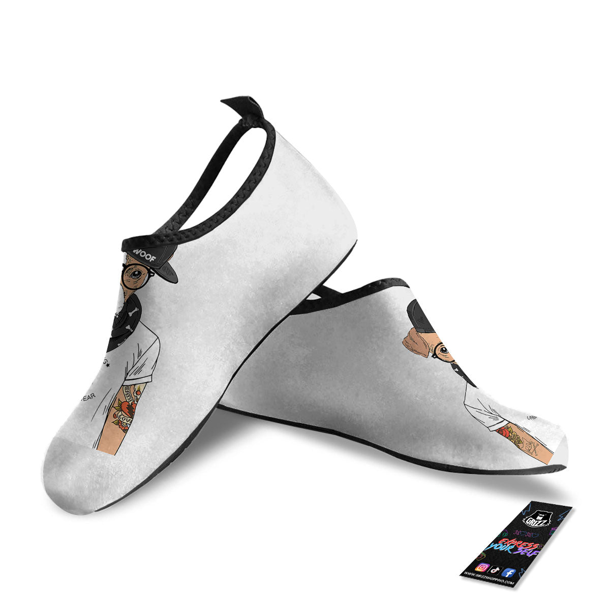 Jack Russell Terrier Hipster Print Water Shoes-grizzshop
