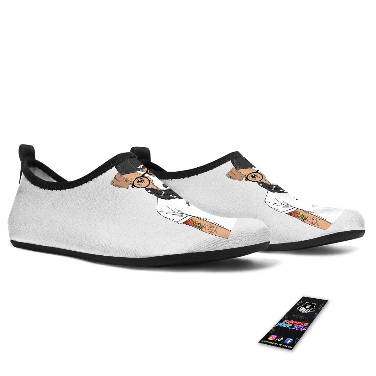 Jack Russell Terrier Hipster Print Water Shoes-grizzshop