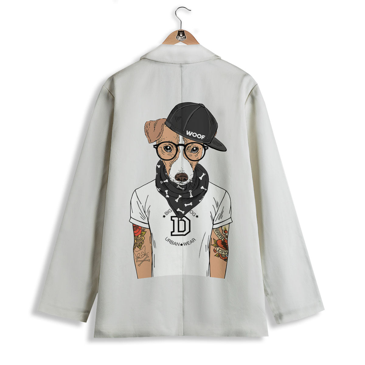 Jack Russell Terrier Hipster Print Women's Blazer-grizzshop