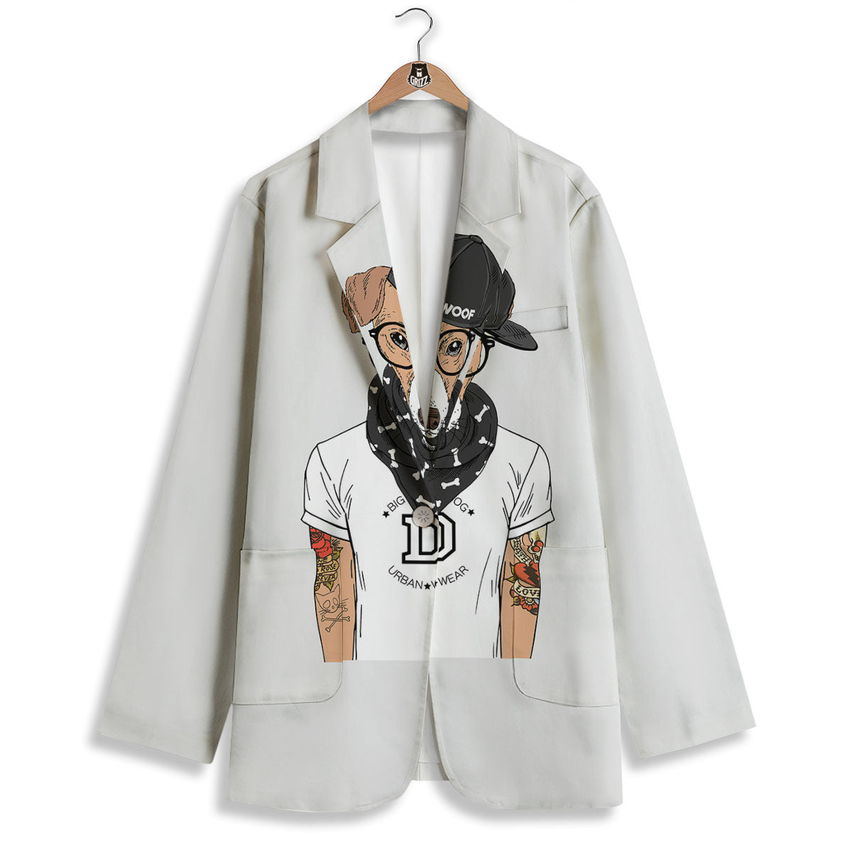 Jack Russell Terrier Hipster Print Women's Blazer-grizzshop
