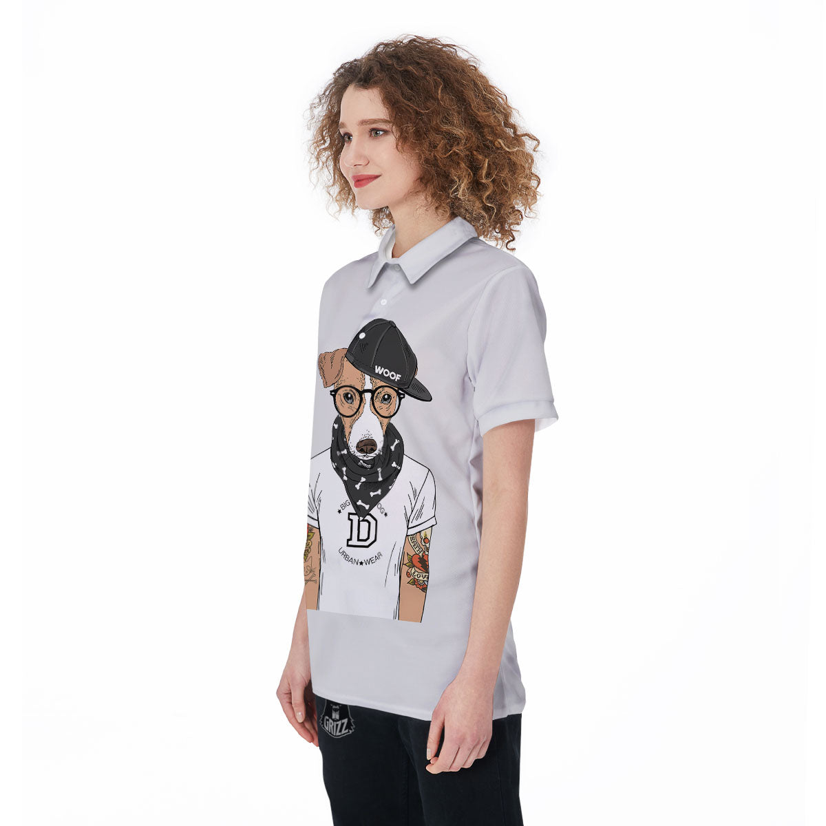 Jack Russell Terrier Hipster Print Women's Golf Shirts-grizzshop