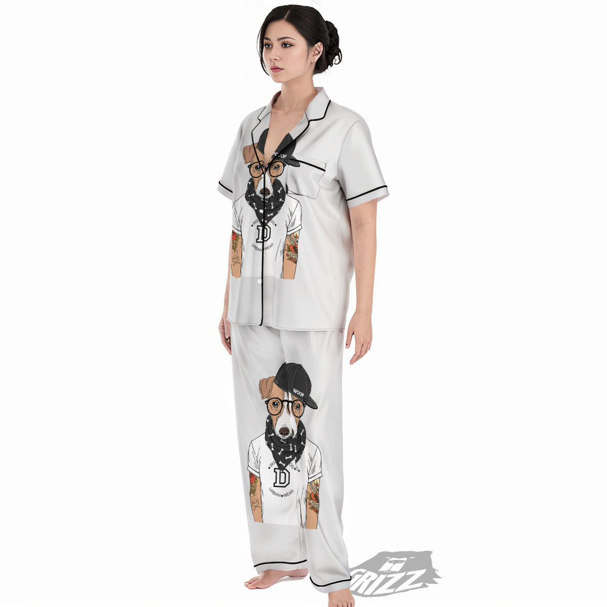 Jack Russell Terrier Hipster Print Women's Pajamas Set-grizzshop
