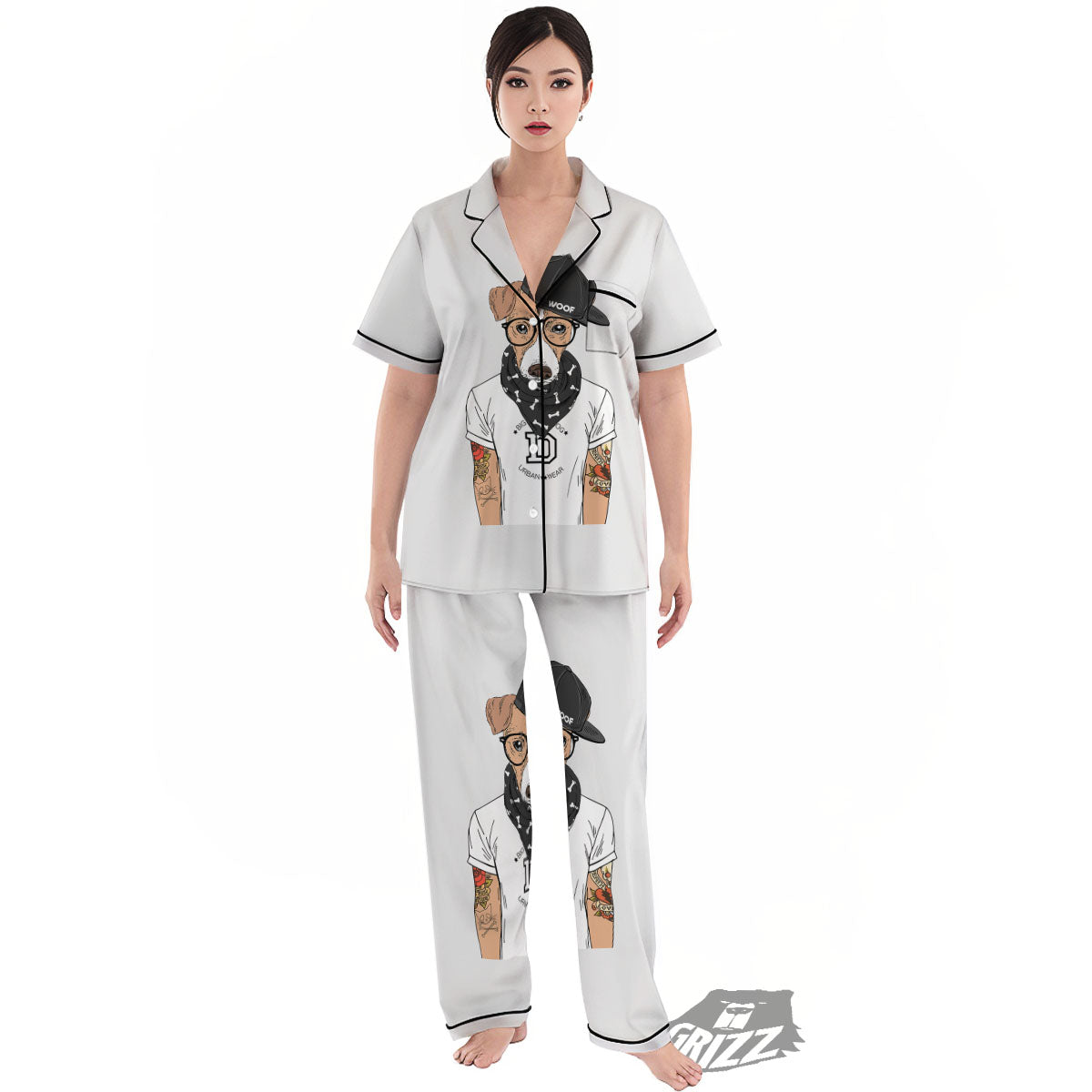 Jack Russell Terrier Hipster Print Women's Pajamas Set-grizzshop