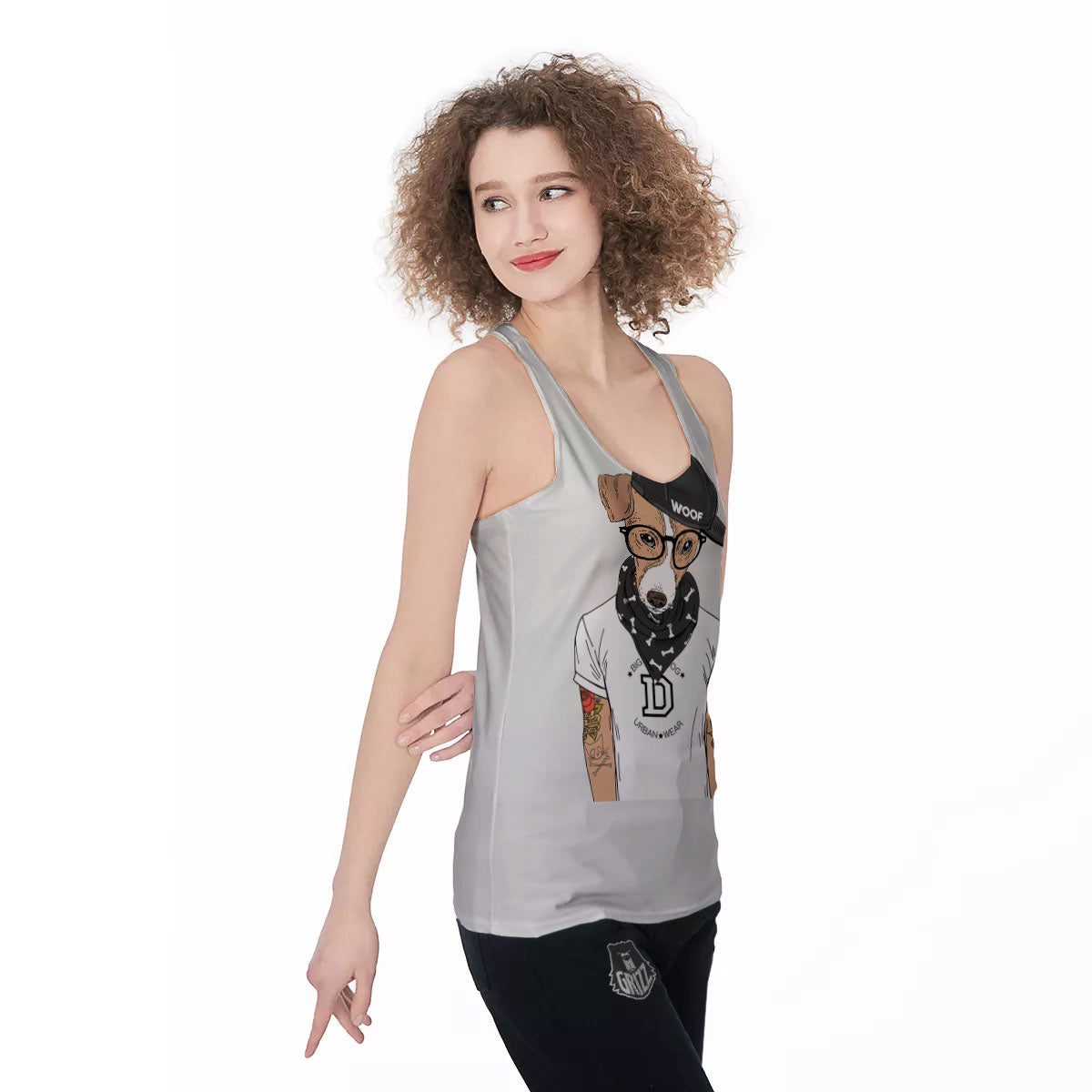 Jack Russell Terrier Hipster Print Women's Racerback Tank Top-grizzshop