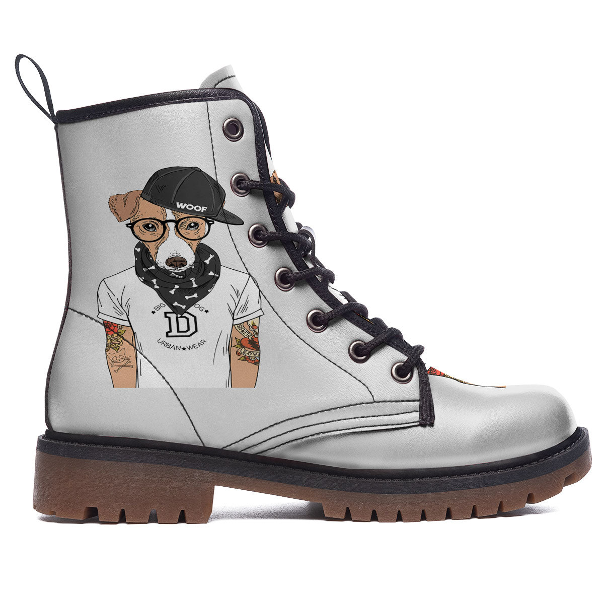 Jack Russell Terrier Hipster Print Work Boots-grizzshop