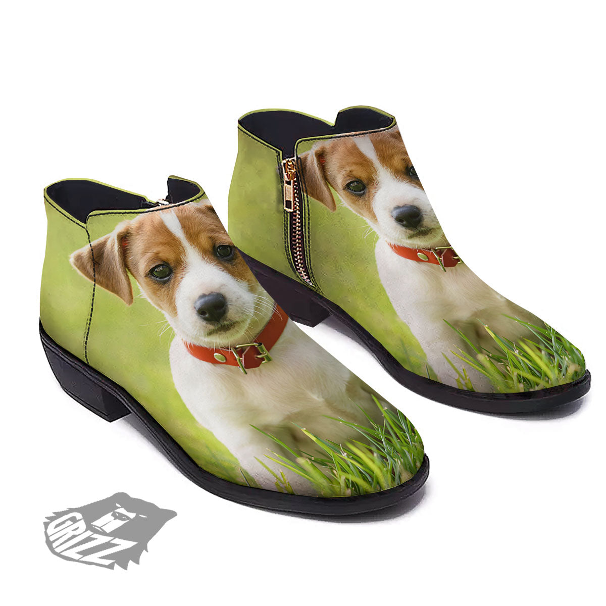 Jack Russell Terrier Little Print Ankle Boots-grizzshop
