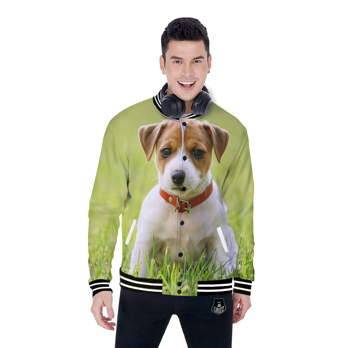 Jack Russell Terrier Little Print Baseball Jacket-grizzshop