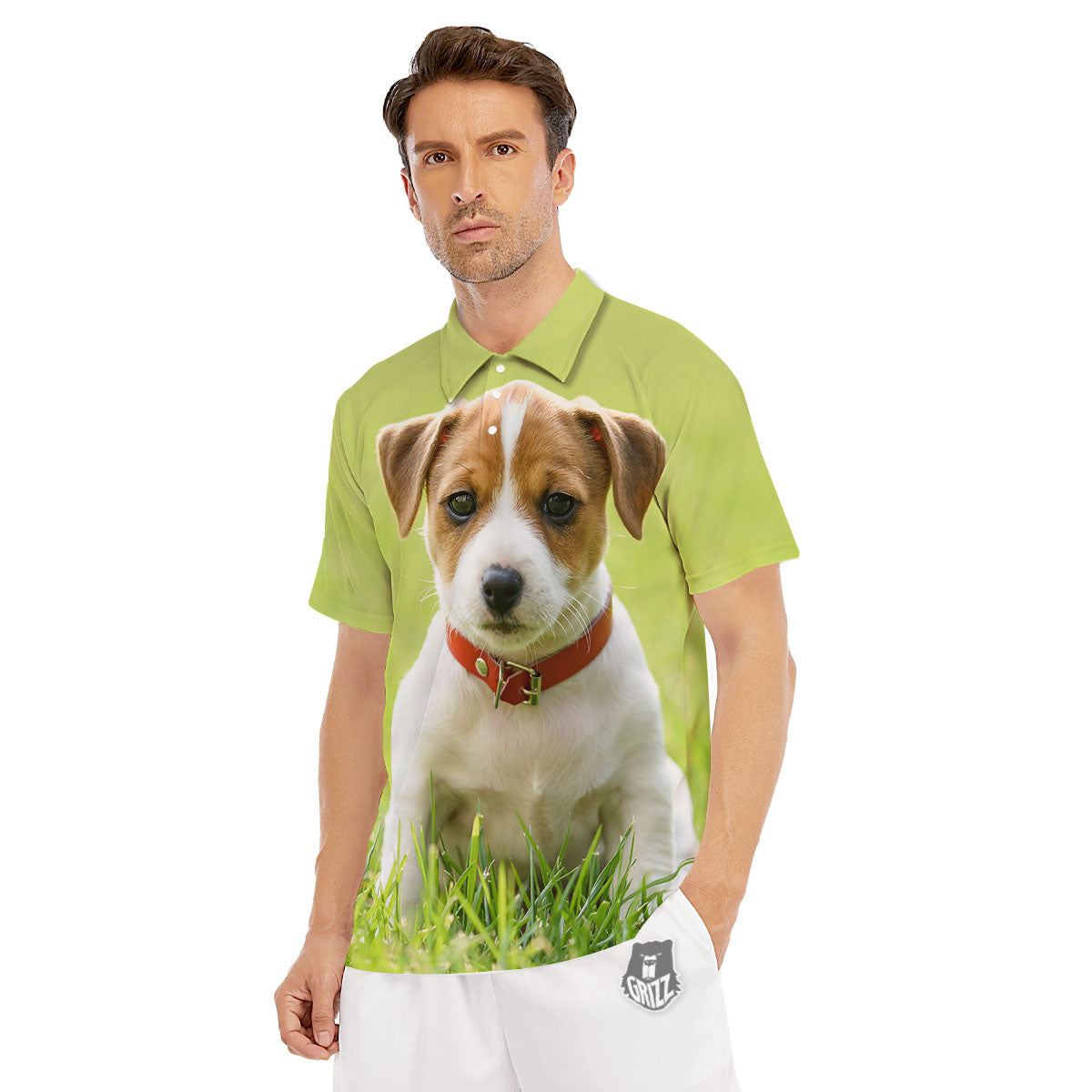 Jack Russell Terrier Little Print Men's Golf Shirts-grizzshop