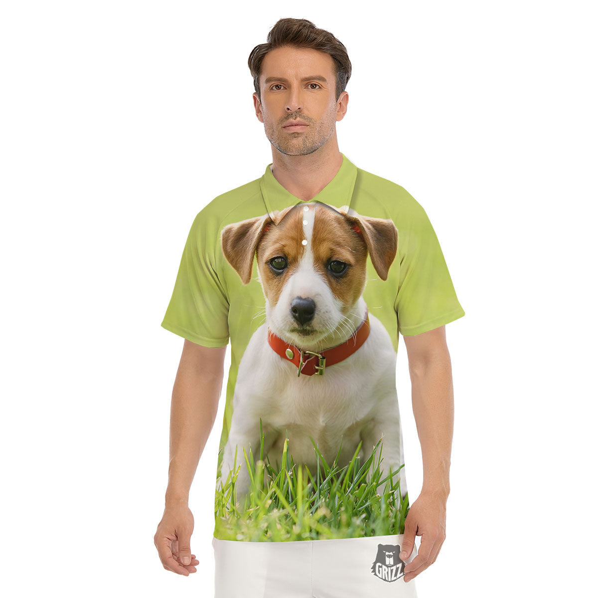 Jack Russell Terrier Little Print Men's Golf Shirts-grizzshop