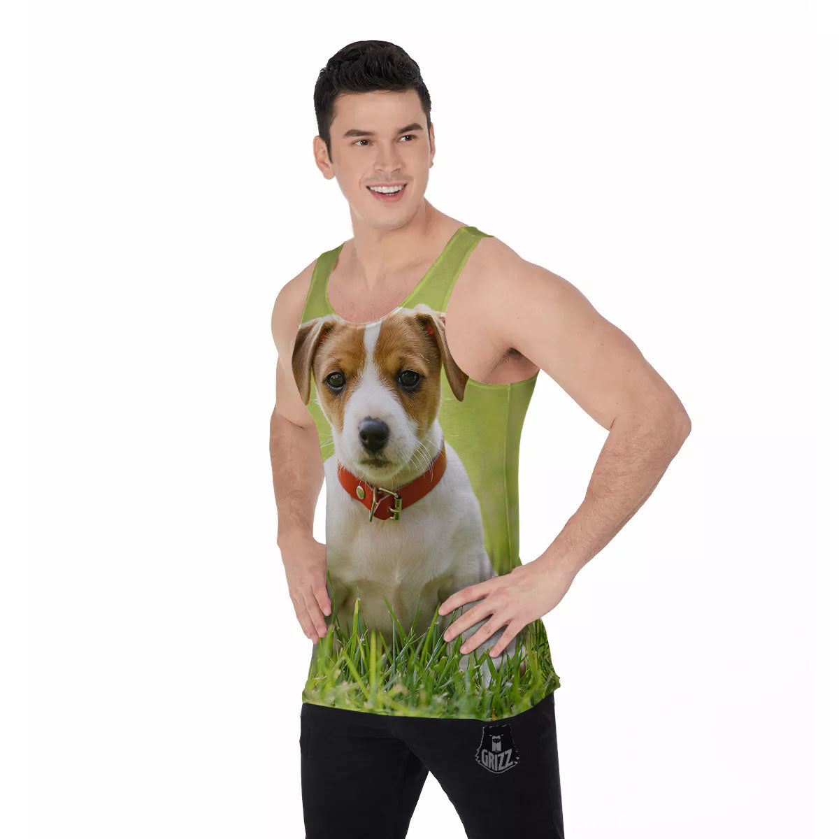 Jack Russell Terrier Little Print Men's Tank Top-grizzshop