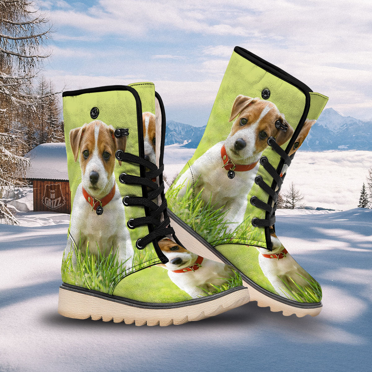 Jack Russell Terrier Little Print Snow Boots-grizzshop