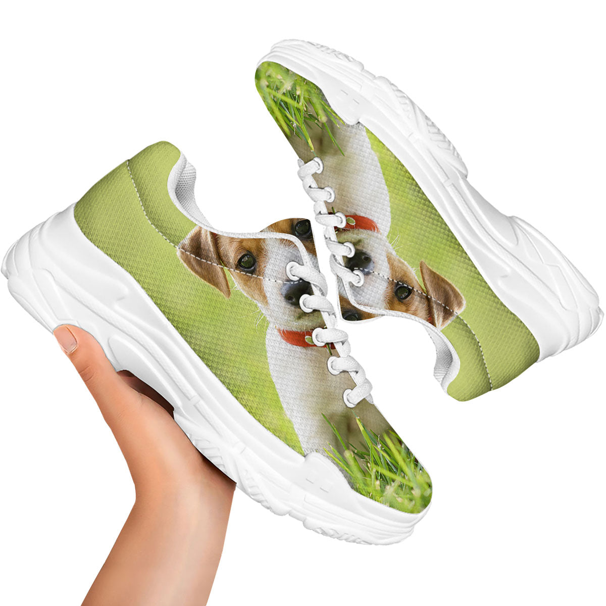Jack Russell Terrier Little Print White Chunky Shoes-grizzshop