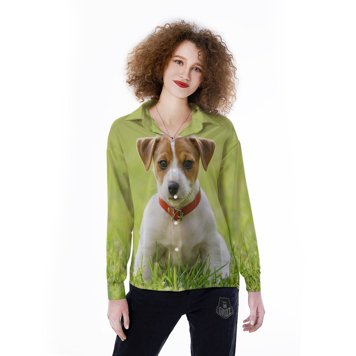 Jack Russell Terrier Little Print Women's Long Sleeve Shirts-grizzshop
