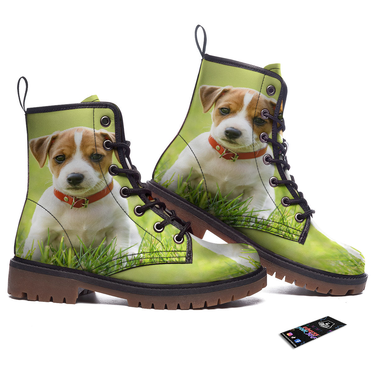 Jack Russell Terrier Little Print Work Boots-grizzshop