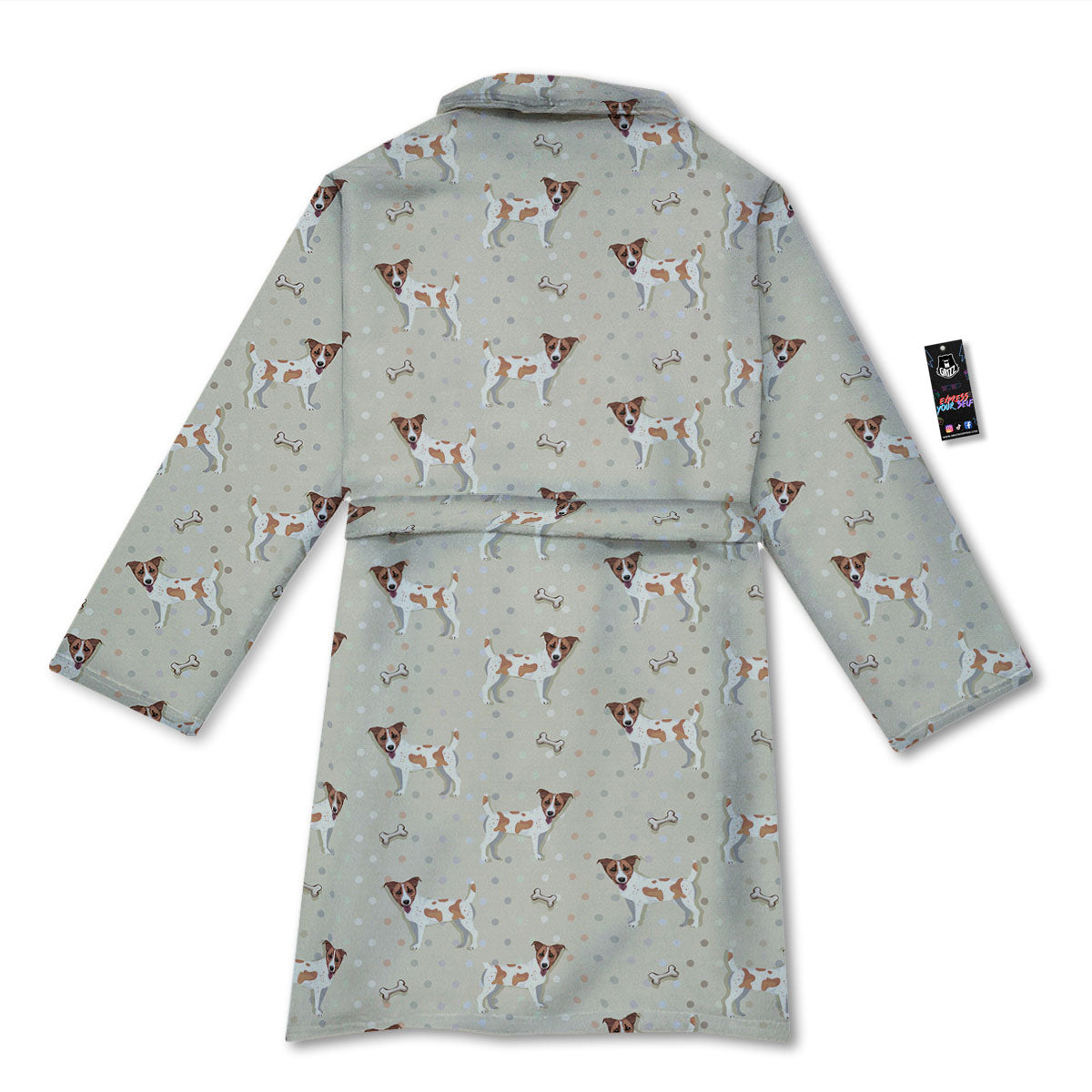 Jack Russell Terrier Polka Dot Print Pattern Bathrobe-grizzshop