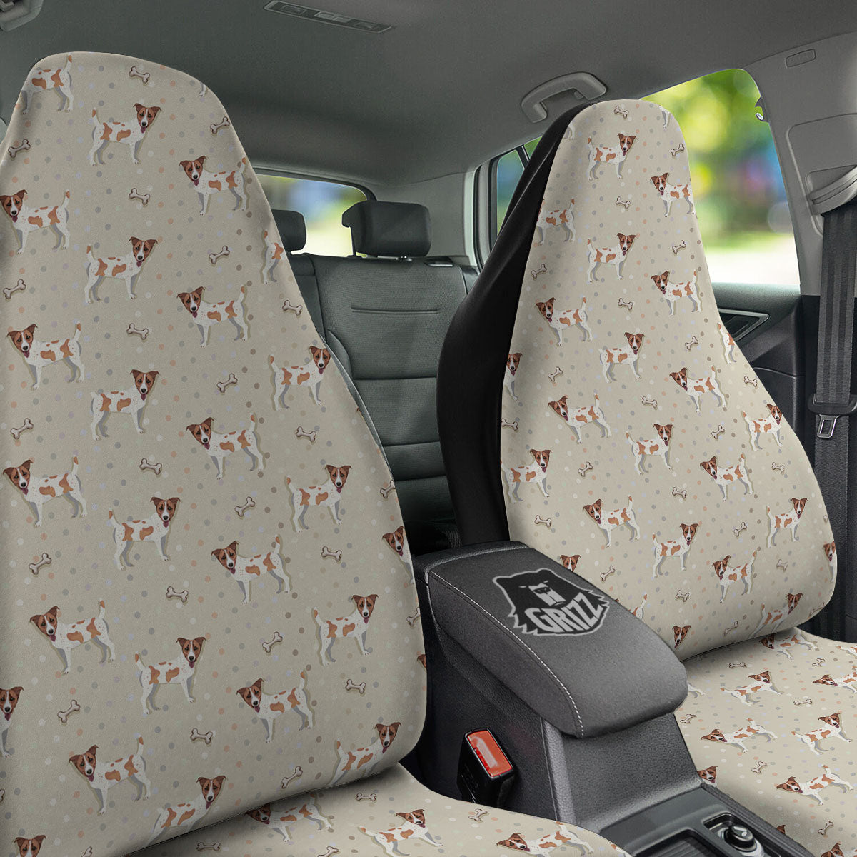 Jack Russell Terrier Polka Dot Print Pattern Car Seat Covers-grizzshop