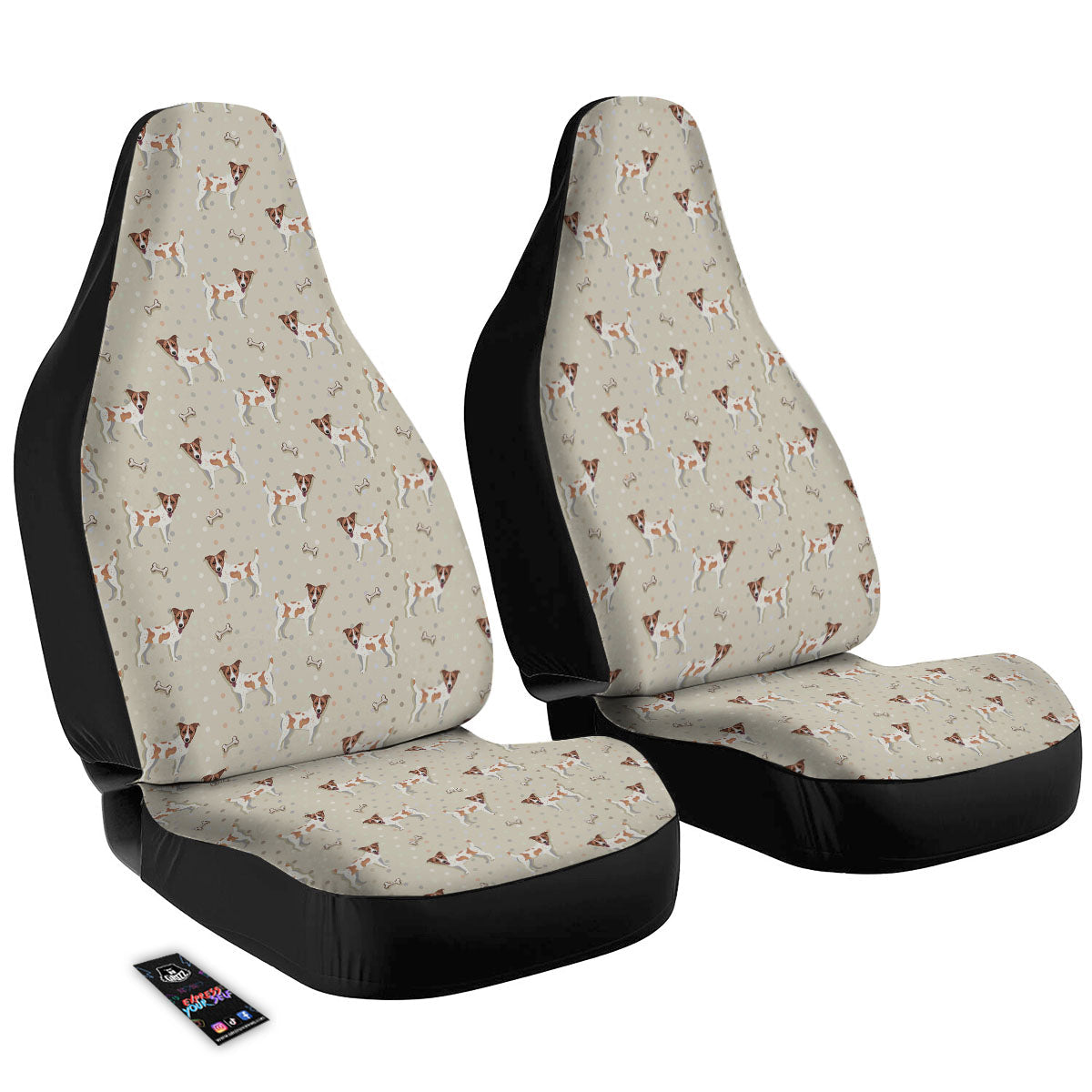 Jack Russell Terrier Polka Dot Print Pattern Car Seat Covers-grizzshop