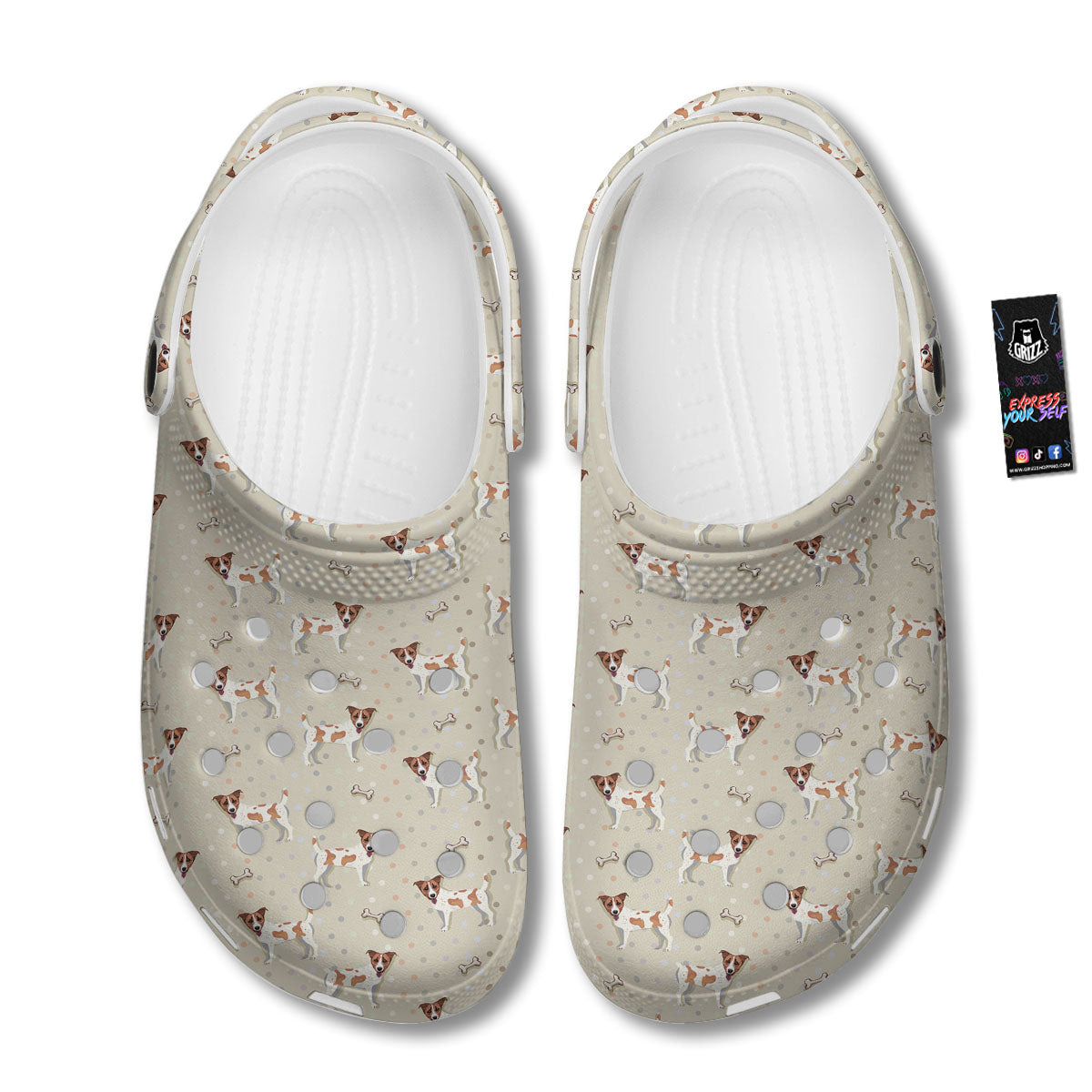 Jack Russell Terrier Polka Dot Print Pattern Clog-grizzshop