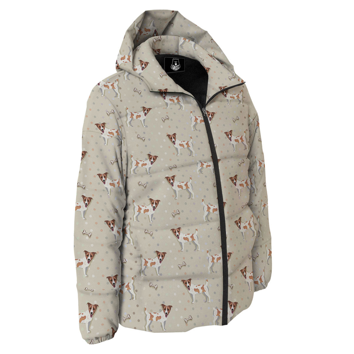 Jack Russell Terrier Polka Dot Print Pattern Down Jacket-grizzshop