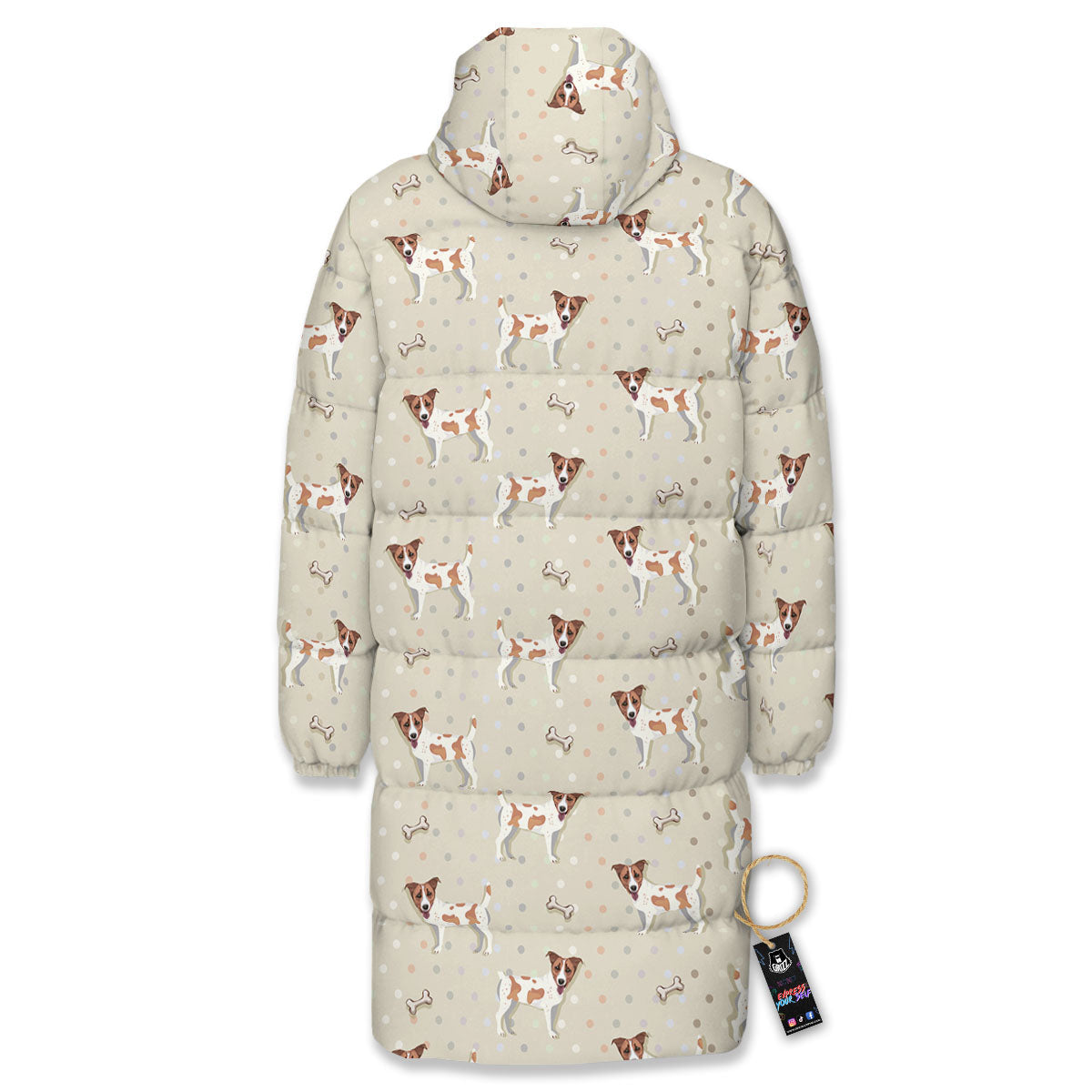 Jack Russell Terrier Polka Dot Print Pattern Long Down Jacket-grizzshop