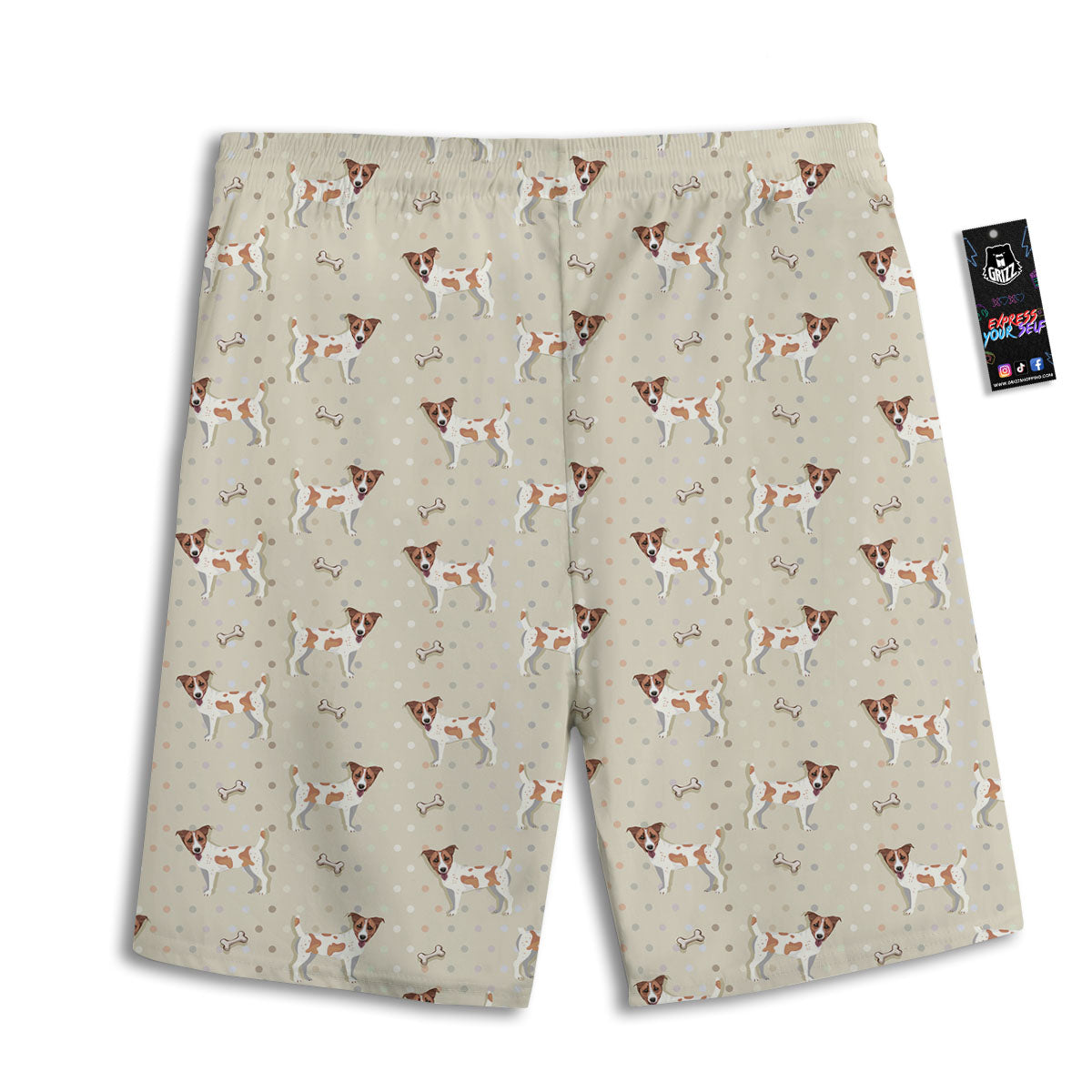 Jack Russell Terrier Polka Dot Print Pattern Men's Athletic Shorts