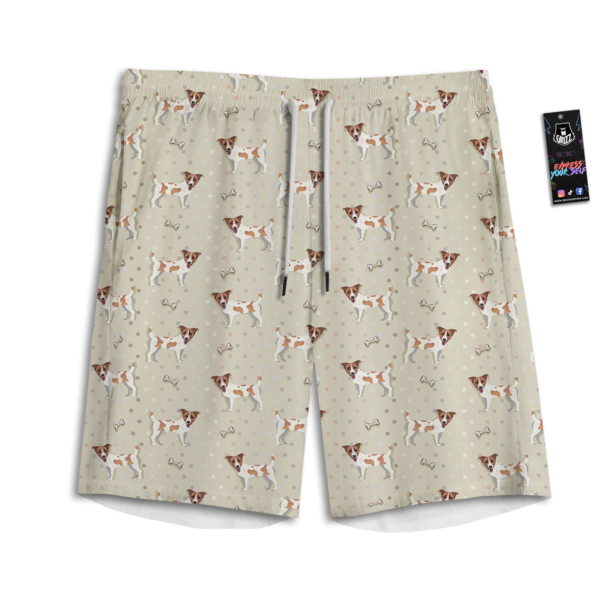 Jack Russell Terrier Polka Dot Print Pattern Men's Athletic Shorts