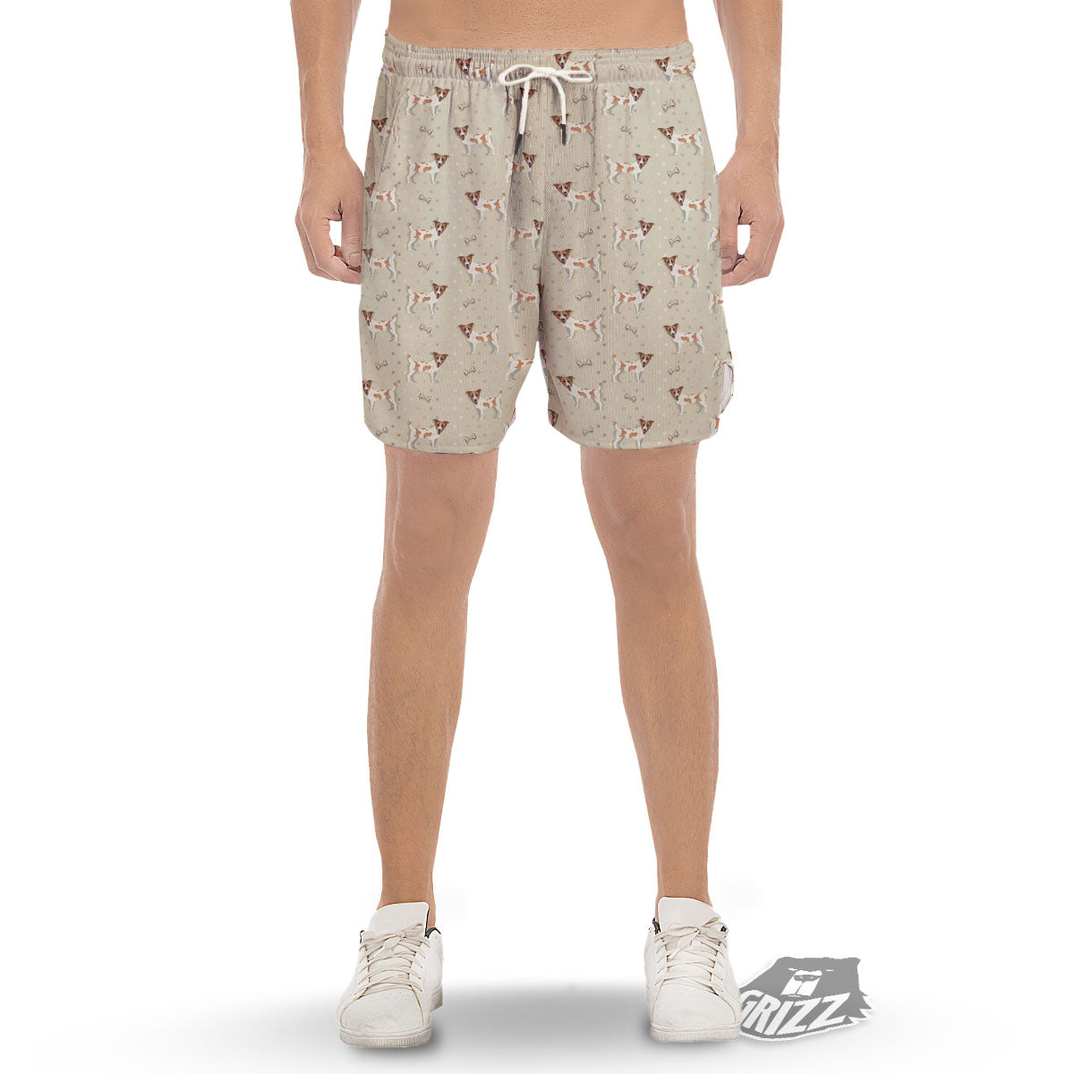 Jack Russell Terrier Polka Dot Print Pattern Men's Gym Shorts-grizzshop