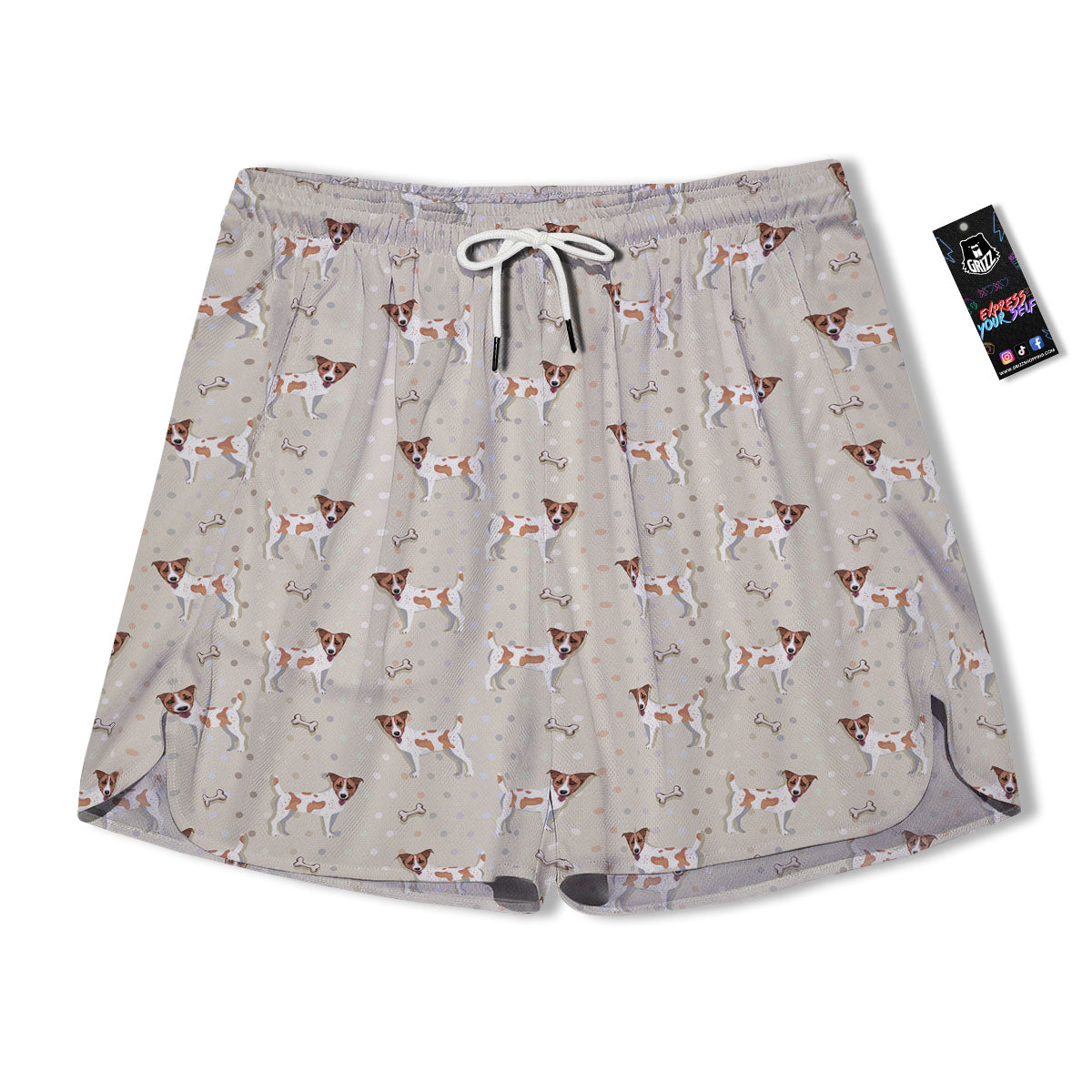 Jack Russell Terrier Polka Dot Print Pattern Men's Running Shorts-grizzshop