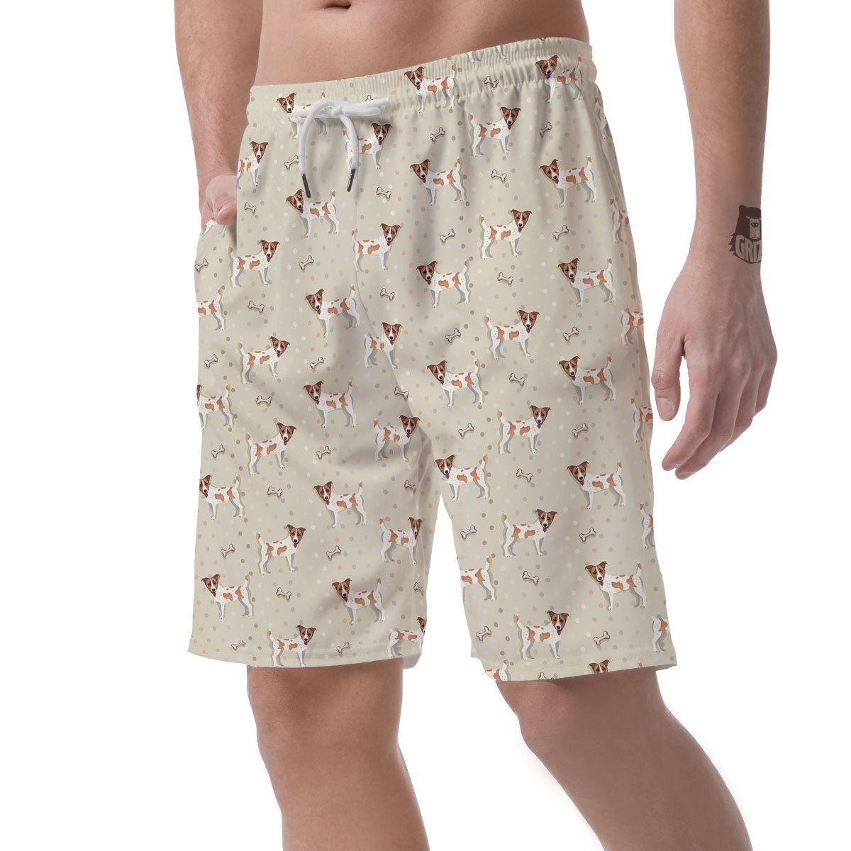 Jack Russell Terrier Polka Dot Print Pattern Men's Shorts-grizzshop