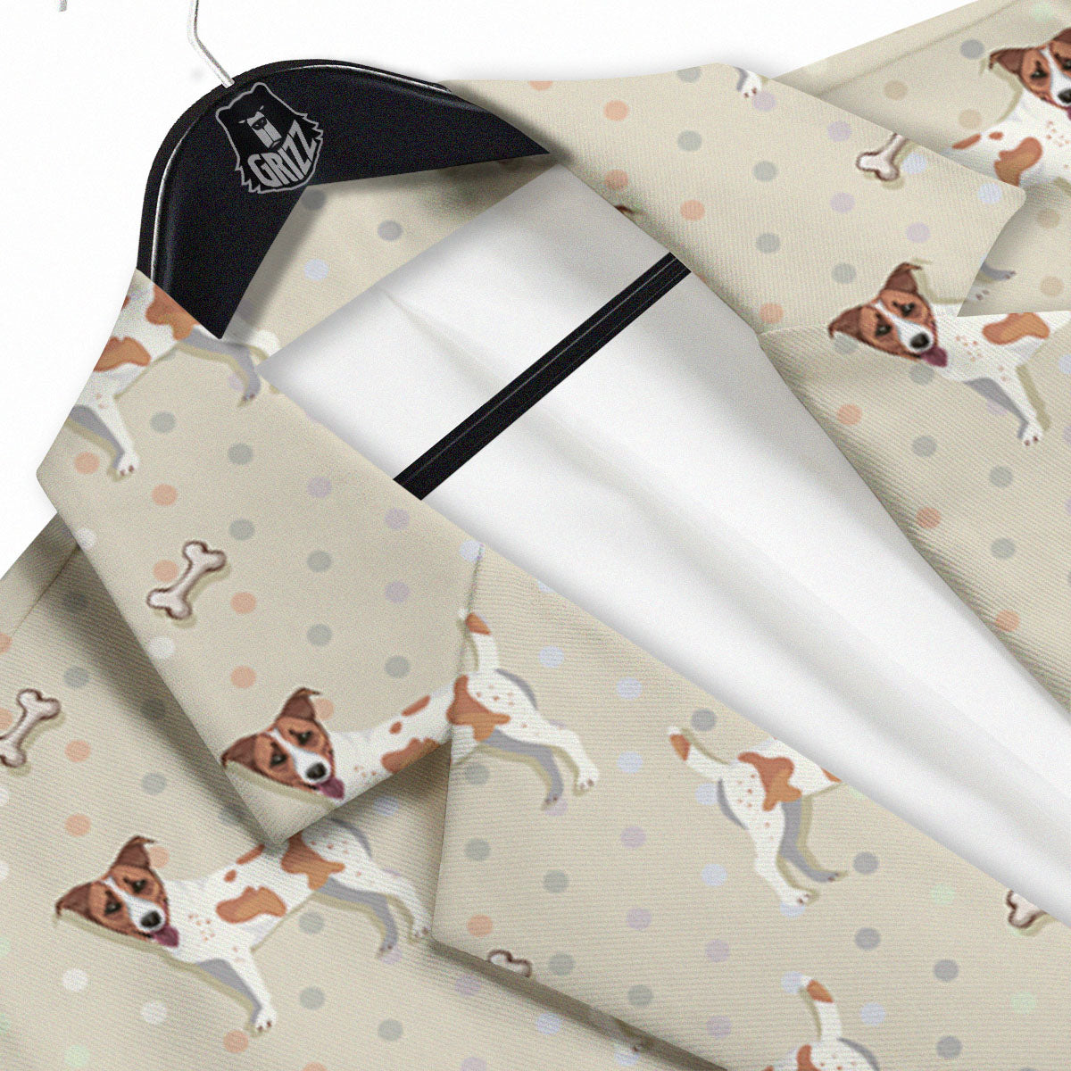 Jack Russell Terrier Polka Dot Print Pattern Men's Sport Coat-grizzshop