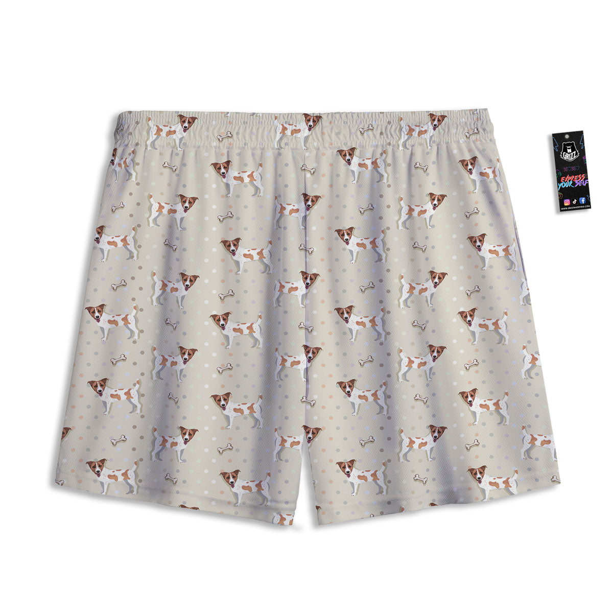 Jack Russell Terrier Polka Dot Print Pattern Mesh Shorts