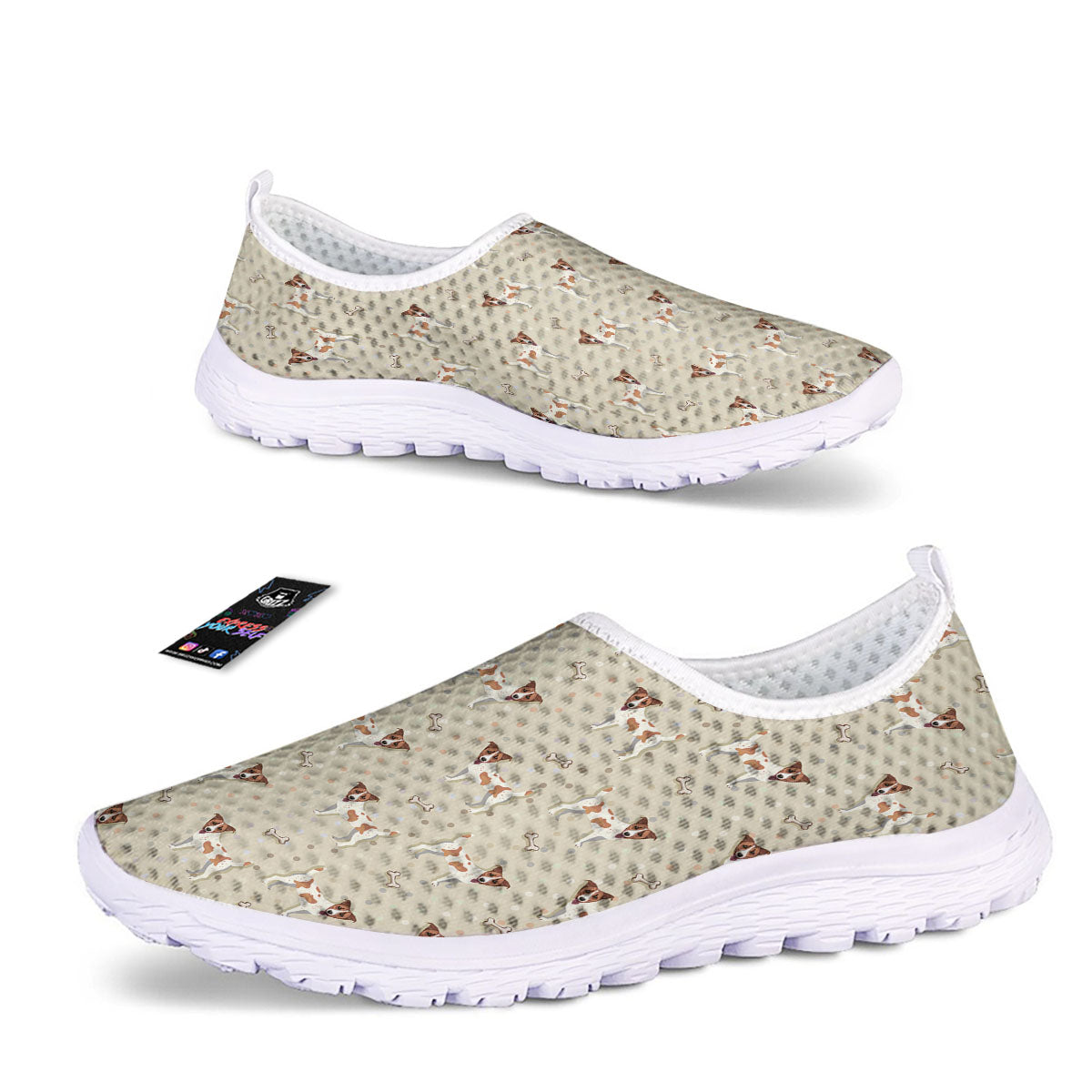 Jack Russell Terrier Polka Dot Print Pattern Nurse Shoes-grizzshop