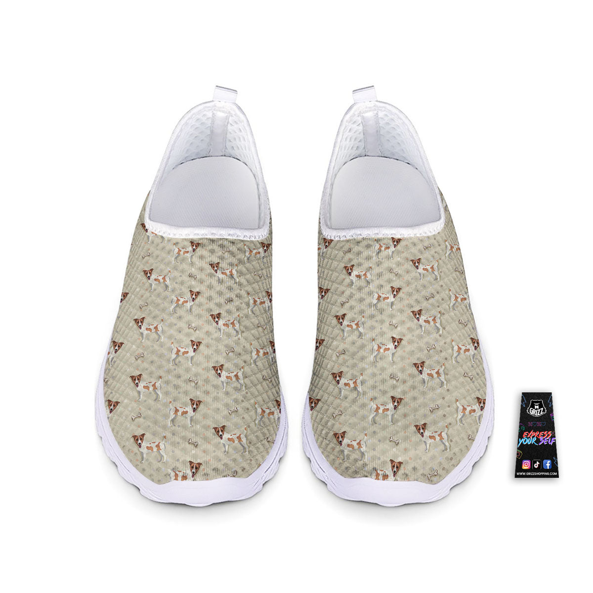 Jack Russell Terrier Polka Dot Print Pattern Nurse Shoes-grizzshop