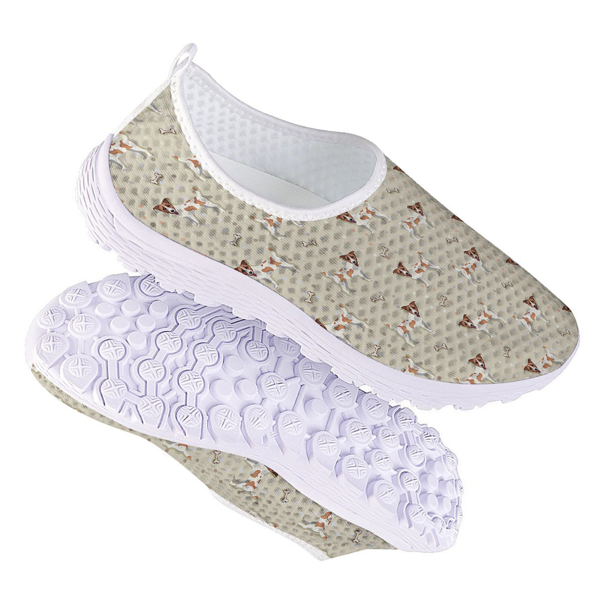 Jack Russell Terrier Polka Dot Print Pattern Nurse Shoes-grizzshop