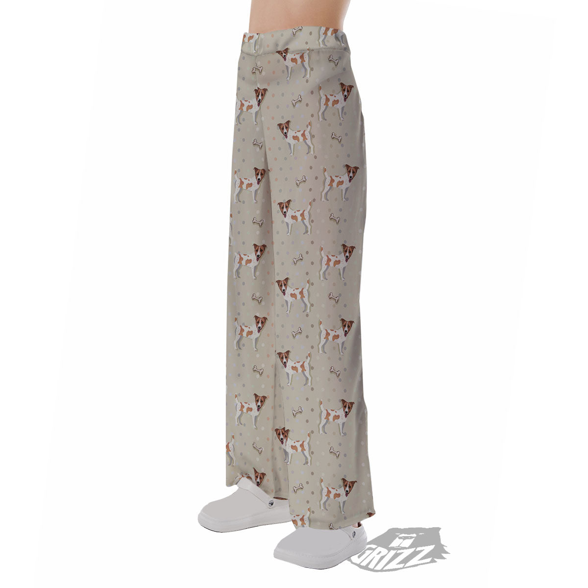 Jack Russell Terrier Polka Dot Print Pattern Pajama Pants-grizzshop