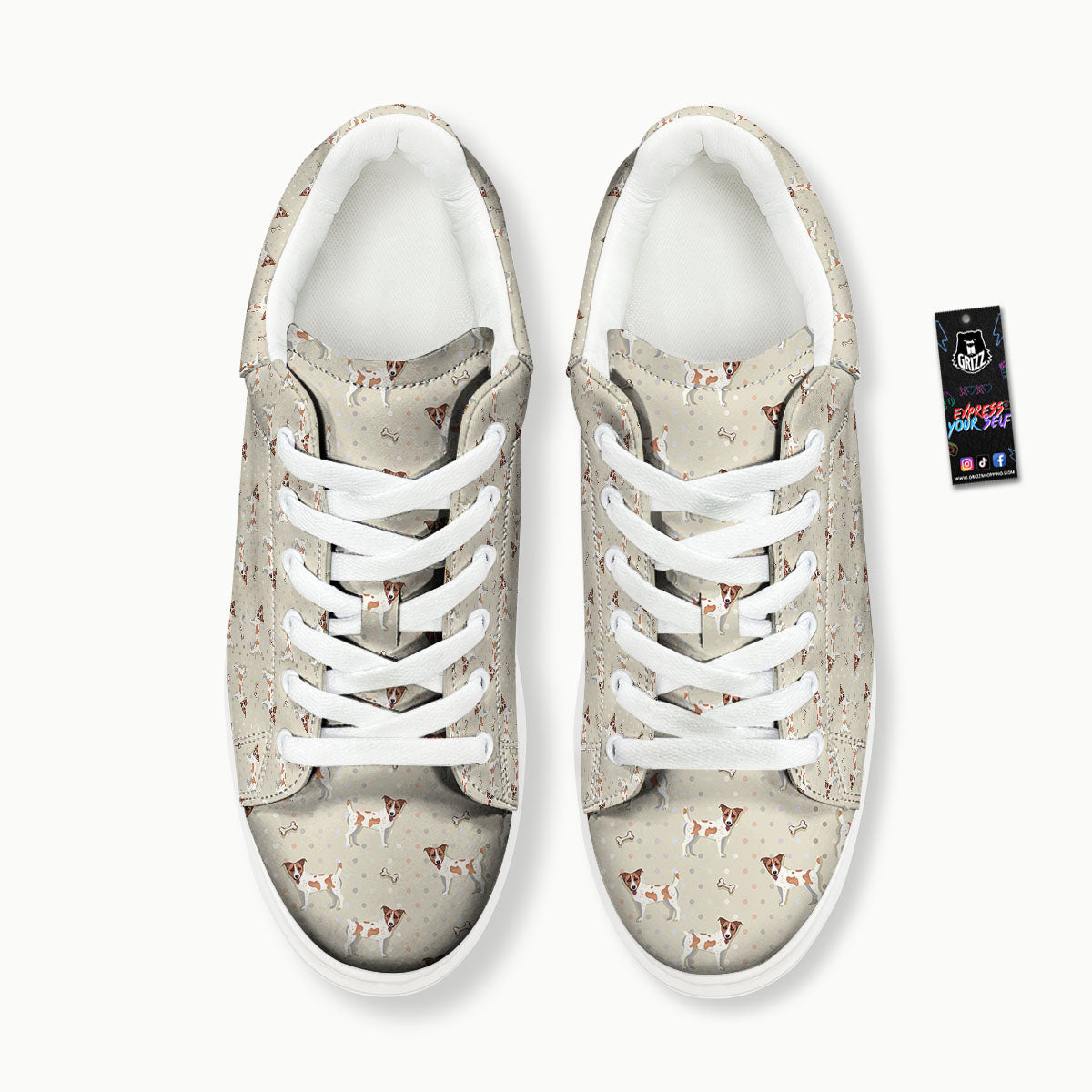 Jack Russell Terrier Polka Dot Print Pattern Platform Shoes-grizzshop